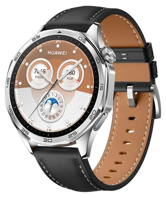 Obrázek produktu pro Pro Huawei Watch GT 5 46mm Originální kožený řemínek se stříbrnou sponou Black