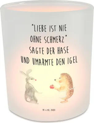 Produktbild von Mr. & Mrs. Panda Outdoor Windlicht Hase Igel - Transparent - Geschenk, Lustige Sprüche, Kerzenglas, Herzschmerz, Kerzenhalter, Glas Teelichthalter, Liebeskummer, Trösten