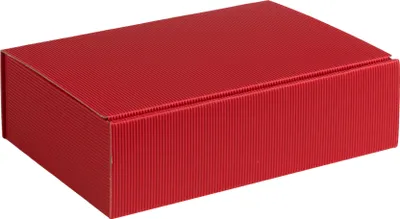 Produktbild von Geschenkbox aus offener Wellpappe, Geripptes Karton ROT, Format 20x14x7cm, 100 St.