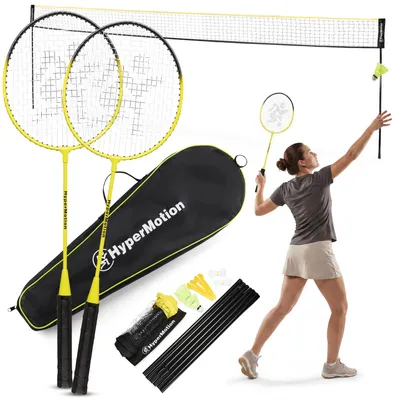 Immagine prodotto di Set da badminton con rete e borsa, 2 racchette, 3 volani, portatile, set da gioco per il tempo libero all'aperto, giardino e parco