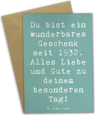 Produktbild von Mr. & Mrs. Panda valentinstagskarte Spruch 1932 Geburtstag Geschenk - Meeresbrise - Alter, feiern, einladungskarten, osterkarten, Grußkarten, Geburtstagsgeschenk