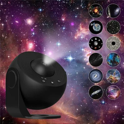 Image de Projecteur de ciel étoilé, lampe planétarium, 13 en 1, veilleuse galaxie avec rotation à 360° et minuterie, projecteur de lumière étoilée LED pour chambre d'enfant, noir