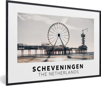 Produktbild von MuchoWow® Gerahmtes Poster Niederlande - Strand - Riesenrad 30x20 cm - Poster mit Schwarzem Bilderrahmen Wandposter Rahmen Foto Bilder - Kunstdruck - Bild-Poster