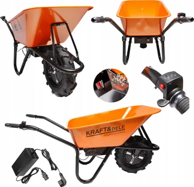 Zdjęcie produktu dla KRAFT&DELE | Taczka akumulatorowa, z napędem 24V, 150kg, 12Ah, 80l, do ogrodu, budowlana, stabilna, taczka, taczka ogrodowa, taczka ogrodowa