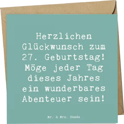 Produktbild von Mr. & Mrs. Panda Klappkarte Spruch 27. Geburtstag Abenteuer - Meeresbrise - Geschenk, besondere Geschenke, Grußkarte, Glückwunschkarte, Geburtstagsgeschenk, anlasskarte