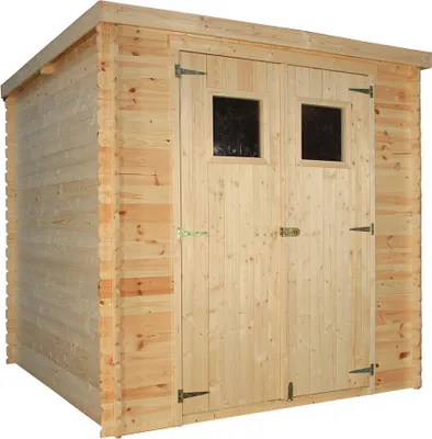 Produktbild von Blockbohlen Gartenhaus 19 mm Wien mit Flachdach - L: 200 cm x B: 200 cm - inkl. Dachpappe