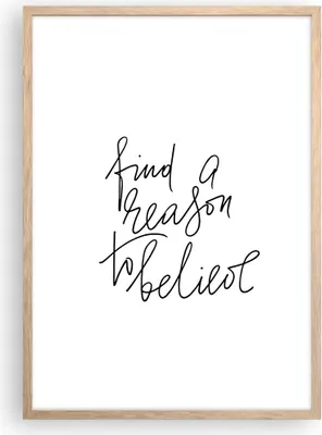 Produktbild von Gerahmtes Poster - Rahmen in heller Eiche - Manuskript Motto glauben - 50x70 cm - Wand Bild - Wanddeko - Wandbilder - Wandposter - Bilderrahmen - Bilder - Kunstdruck - Wandbild - P2NPA50x70-4355