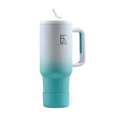 Produktbild von Thermobecher Thermal Mug 1200 ml, Becher mit Deckel, Henkel und Strohhalm doppelwandig, luftdichter Verschluss, Blau