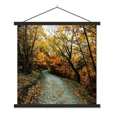Produktbild von MuchoWow® Textilposter Blätter - Herbst - Wald 40x40 cm mit schwarzem Rahmen - Fotos