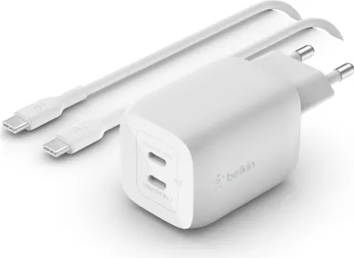 Immagine prodotto di Belkin BOOST CHARGE PRO GaN - Alimentatore - Tecnologia PPS e GaN - 65 Watt - Carica rapida, PD 3.0 - 2 porte di uscita (2 x USB-C)