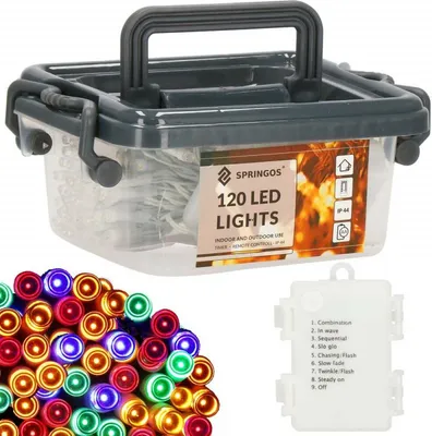 Image de Guirlande lumineuse LED - 9 m, 120 LED, 8 fonctions, 3 piles AA, IP44, multicolore