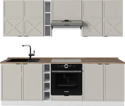 Produktbild von Küchenzeile Vicco Fame-Line GrauBeige/Weiß 235 cm , AP Eiche, Model 50565