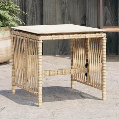 Produktbild von Gartenhocker mit Kissen 4 Stk. Beige 41x41x36 cm Poly Rattan, Gartenhocker 2024 Neu