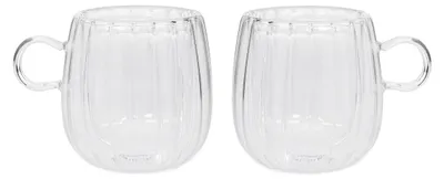 Zdjęcie produktu dla HOMLA Zestaw szklanek CEMBRA GROOVE z podwójną ścianką i uchem 2 szt. 250 ml