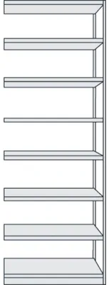 Produktbild von Büroregal Progress 500 Anbauregal BxTxH 96x40x260cm 8 Böden lichtgrau