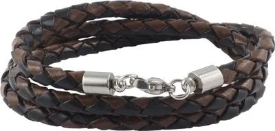 Produktbild von Lederkette Lederband Herren Halskette Schwarz Braun 17-100 cm lang geflochten, Länge:30 cm, Breite:6 mm, Verschlussart:Karabinerverschluss Silber