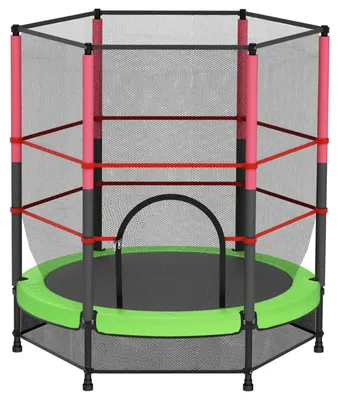Zdjęcie produktu dla Trampolina dla dzieci - trampolina ogrodowa o średnicy 140 cm - osłona bezpieczeństwa - drabinka - rama stalowa - trening równowagi - kolor zielony