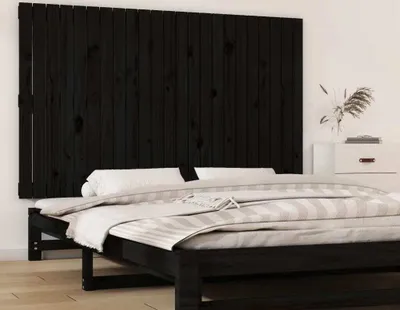 Produktbild von Wand-Kopfteil Schwarz 147x3x90 cm Massivholz Kiefer , Kopfteile Design 2024