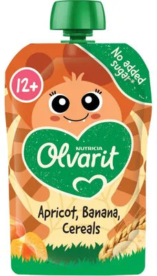 Obrázok produktu pre Olvarit Knijpfruit Abrikoos Banán s cereáliami 12M+ 100ml snack