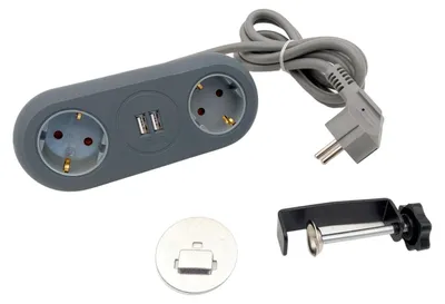 Produktbild von Unitec Tischsteckdose 2-fach mit 2x USB Steckdosenleiste Verteiler Steckerleiste