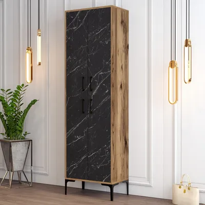 Produktbild von Skye Decor, Berlin- Berlin A HCT, Nussbaumfarbe,Schwarz, Schuhschränke, 200x60x35 cm, 100% Melaminbeschichtete Partikelplatte