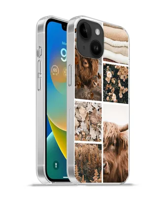 Produktbild von MuchoWow® Handyhülle Schutzhülle Hülle für Apple iPhone 14 - Softcase Schottischer Highlander - Collage - Blumen Silikon Softcase Handy Hülle - Mobiltelefonhülle