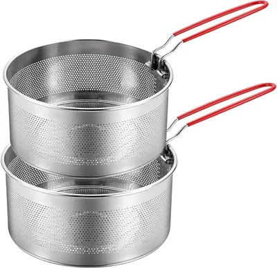 Produktbild von FELIXLEO Nudelsieb-Set, 2er-Set, Edelstahl, mit Griff, schwarz