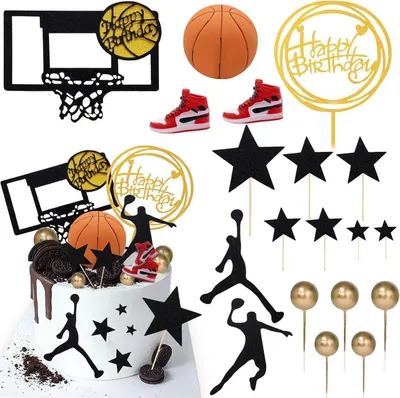 Produktbild von Basketball-Kuchendekoration 17 Stück Geburtstagsparty-Zubehör Jungen Herren