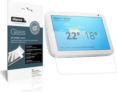 Produktbild von 1x Schutzfolie für Amazon Echo Show 8 matt - Anti-Shock 9H Folie dipos Glass Kunststoffglas
