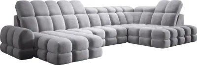 Produktbild von DomoHome Ecksofa Tollo Grau Salvador-Stoff Rechte Seite 400x217x105 cm, U-Form Sofa mit Schlaffunktion, Bettkasten 120x85x17 cm, Elektrisch Verstellbar