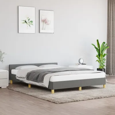 Produktbild von The Living Store Bettgestell mit Kopfteil Dunkelgrau 140x200 cm Stoff