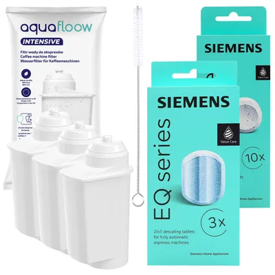 Obrázek produktu pro Sada AquaFloow – 3x vodní filtr + čisticí tablety TZ80001 + odstraňovač vodního kamene TZ80002 – pro Siemens EQ.6 EQ6