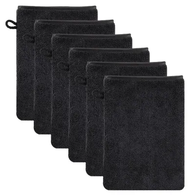 Produktbild von Set mit 6 Mikrofasertüchern, 15x21 cm, wiederverwendbare Make-up-Entferner, schwarz