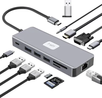 Image de Station d'accueil USB-C avec HDMI, VGA, USB 3.0, 100 W, 4K