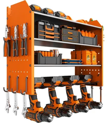 Produktbild von Werkzeug Wandhalterung 4 Ebenen Orange für Garage & Werkstatt