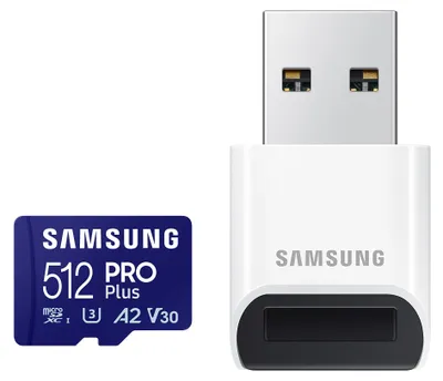 Produktbild von Samsung PRO Plus microSD-Karte, 512 GB, UHS-I U3, Full HD & 4K UHD