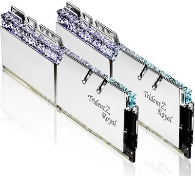 Two computer RAM modules with decorative crystal-like tops.