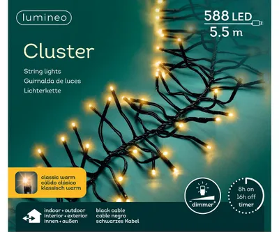 Produktbild von Kaemingk Lumineo Cluster Lichterkette 588 LED klassisch warm außen 5,5 m schwarz