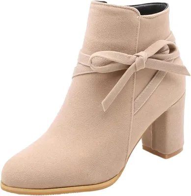 Productafbeelding van Damesenkellaarsjes met blokhak in beige, maat 43 EU