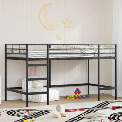 Produktbild von Schwarzes Kinder-Hochbett aus Stahl, 99,5 x 200 cm