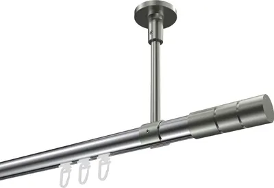 Produktbild von Interdeco Innenlaufstange / Gardinenstange mit Innenlauf Chrom / Edelstahl-Optik, Typ Sonette Elanto (Rillenzylinder) Deckenmontage, 20 mm Ø 1-läufig, 360 cm