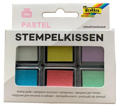 Produktbild von folia 30181 Stempelkissen Set PASTEL, 6 Stück farbig sortiert