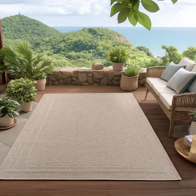 Produktbild von Homebyhome Teppich für Außenbereiche Outdoor Teppich Wetterfest, UV-beständig für Küche Terasse Balcon, Grösse 140x200 cm