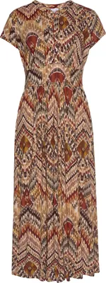 Produktbild von LASCANA Midikleid mit Reißverschluss am Ausschnitt und Tailleneinsatz, Ethnoprint braun-bedruckt Größe 42