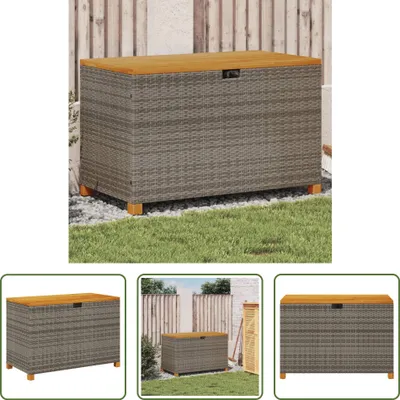 Zdjęcie produktu dla The Living Store Skrzynia ogrodowa szara 110x55x63 cm polirattan drewno akacjowe