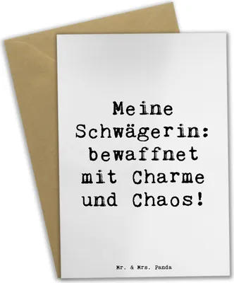 Produktbild von Mr. & Mrs. Panda babykarte Spruch Schwägerin Charmant Chaos - Weiß - Geschenk, einladungskarten, Familienmitglieder, Schwägerschaft, weihnachtskarten, Grußkarten, Freude