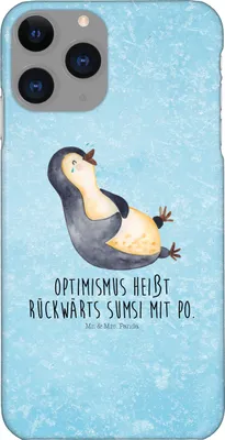 Produktbild von Mr. & Mrs. Panda Iphone 11 Pro Handyhülle Pinguin Lachen - Eisblau - Geschenk, Optimismus, Lol, Handy Case, Premium Kunststoff, Funny, Fröhlich, Haha, Humor
