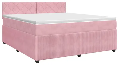 Zdjęcie produktu dla Łóżko kontynentalne z materacem różowy 180 x 200 cm Welur