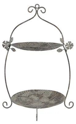 Obrázok produktu pre Clayre & Eef 2-vrstvový etážový stolík 34x32x50 cm Zelenohnedý kov