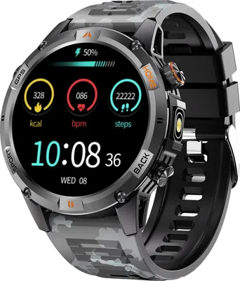 Produktbild von Smart Sportuhr Outdoor GPS Hohe Auflösung 360x360 Multisport-Modi Aktivitätstracker Camo-Schwarz